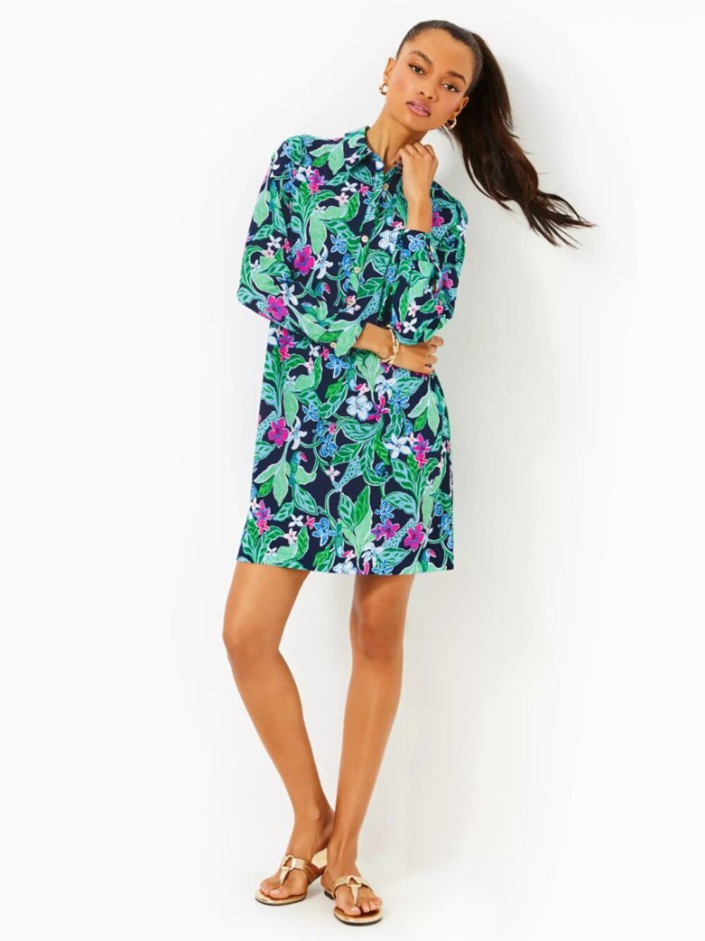 Lilly Pulitzer Kindra UPF50+ Dress Multi Untamed Triple Chill Effect Size XS NEW